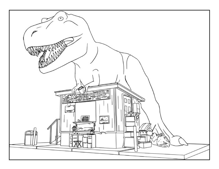 Coloring page of the Trexpresso outpost 