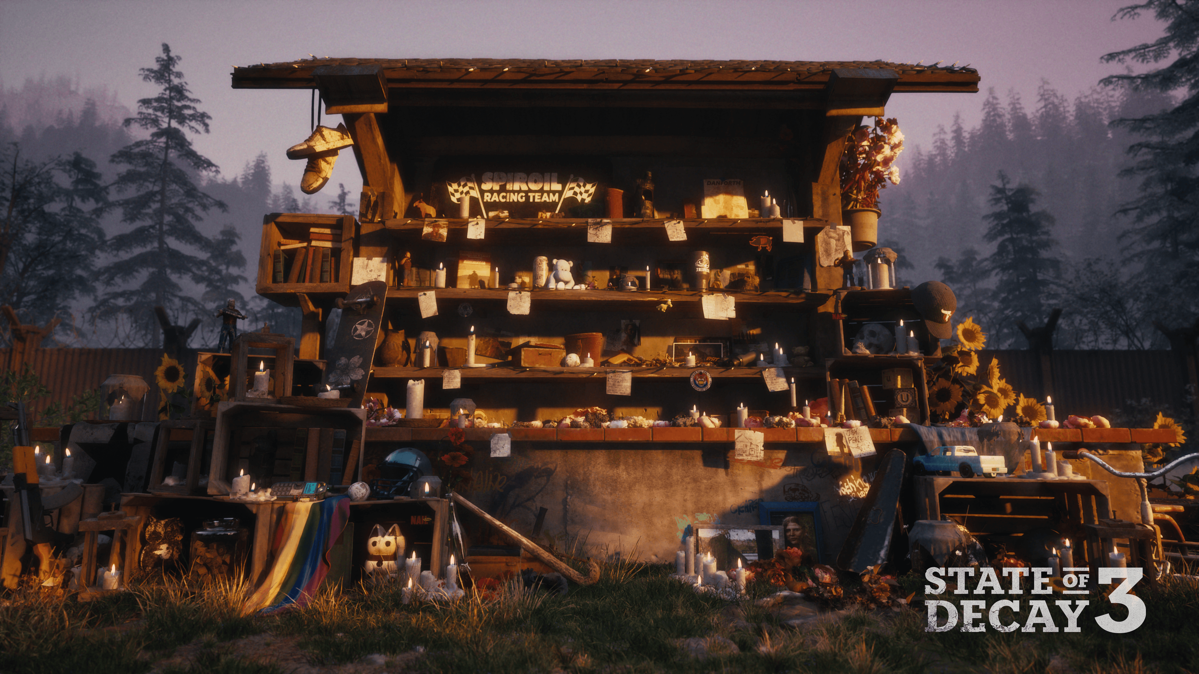 2024 trailer screen screenshot, memorial for fallen survivors
