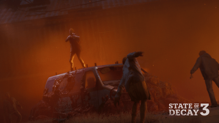 2024 trailer screen screenshot, player standing on roof of car with a rifle
