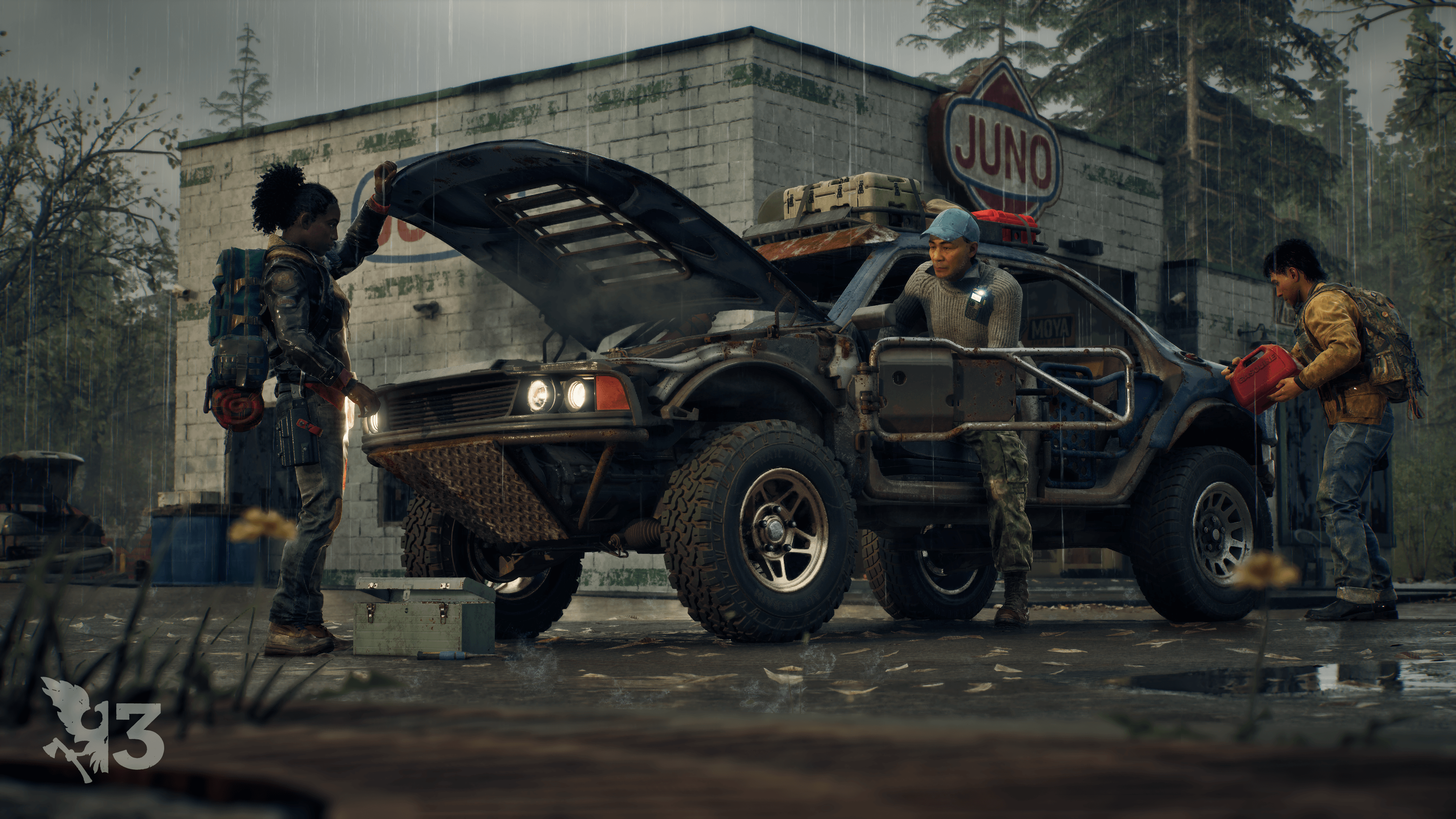 Screenshot of players refueling a vehicle