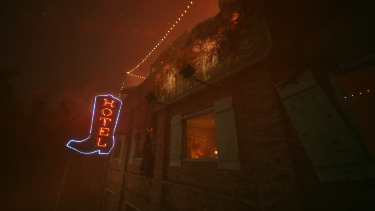 screenshot of neon hotel signage